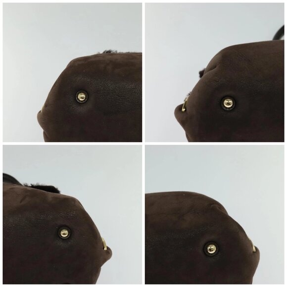 Salvatore Ferragamo Gancini Hand Bag Mouton 2way Brown Gold Auth 121725 - Picture 16 of 16